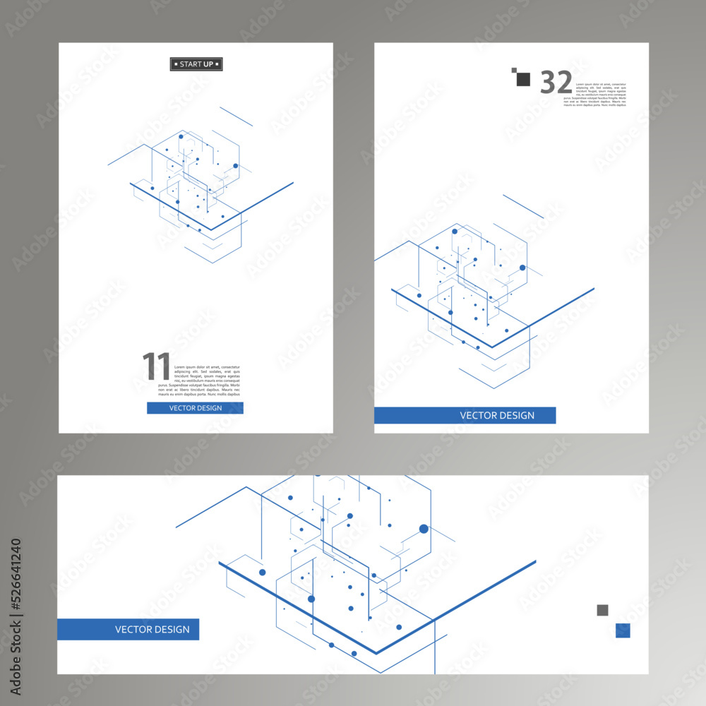Leinwandbilder vector cover template design. white background with abstract hexagon pattern