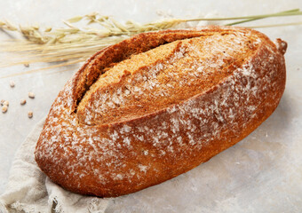 Bread assortment on neutral background.