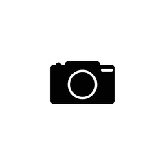 Camera flat icon sticker white background