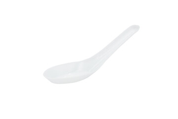 White plastic spoon isolated on white background.