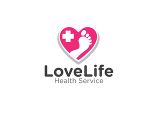 cross love foot care logo designs for medical service or clinic and hospital symbol or medical icon logo