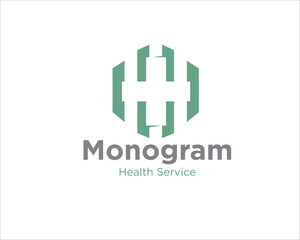 monogram health cross logo designs simple modern for medical service