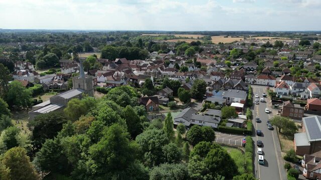 Sawbridgeworth town Hertfordshire UK aerial view,