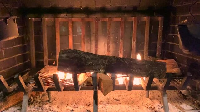 warm fireside fireplace cozy fire log cabin winter heat brick firebrick home kitchen chimney