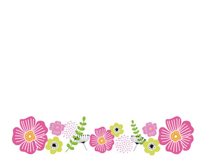 ピンクの花のフレーム素材イラスト