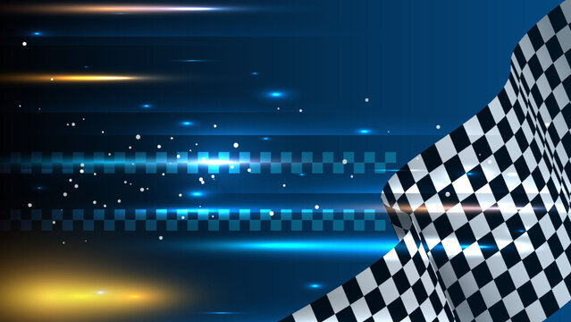 3d realistic racing style wavy flag checkered speed motion light movement background championship