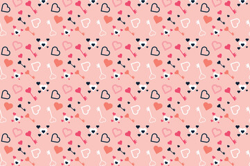 Beautiful seamless love pattern design with love keys. Endless love pattern decoration on a pink background. Abstract pattern vector for wallpapers, wrapping papers, backgrounds, and book covers.