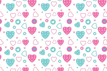 Meubelstickers Decorative love pattern background for book covers and bed sheets. Seamless love pattern design with different love shapes. Abstract love element pattern vector on a white background. © Ifti Digital