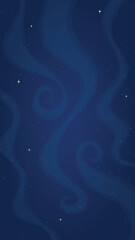 Cartoon outer space background vector illustration. Abstract shiny stars systems in outer space on vertical dark blue background for children space game or night sky graphic design concept.