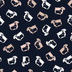 Fluffy Sheep Mother and Children Vector Graphic Seamless Pattern