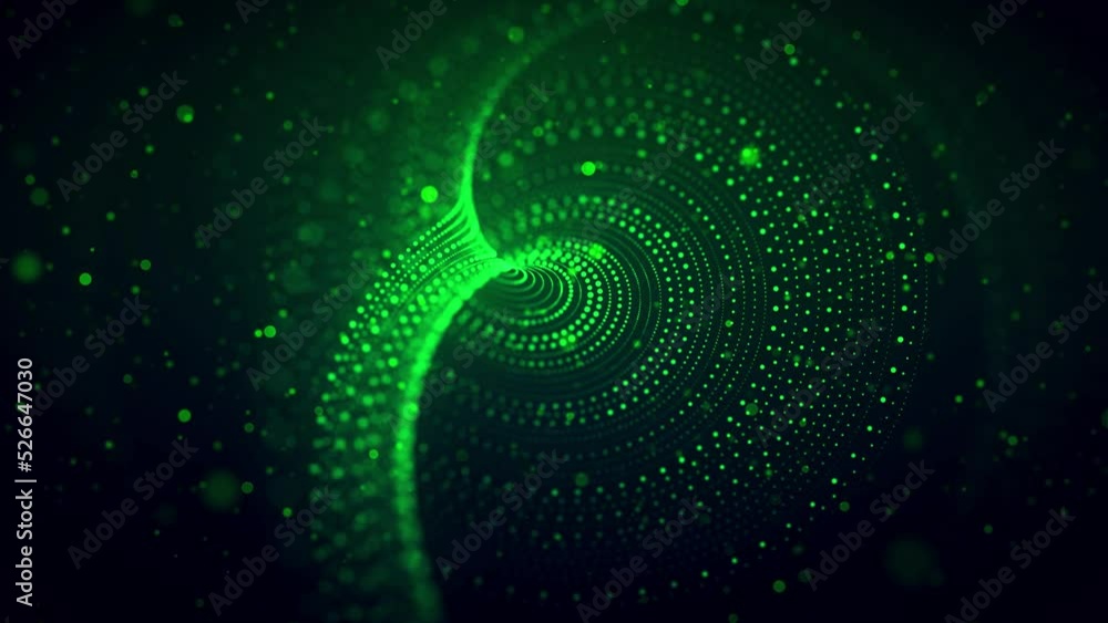Poster abstract futuristic motion green shine blurry focus rotating digital wavy twisted dotted lines with 