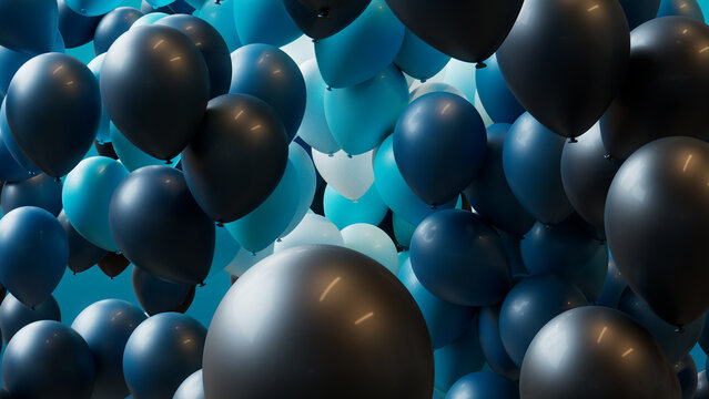 Colorful Festival Balloons in Teal, Turquoise and White. Contemporary Background.