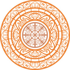 carved classic style circle ornament design, editable color