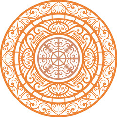 carved classic style circle ornament design, editable color