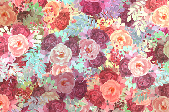 Watercolor Flower Pattern, Watercolor Flower Background