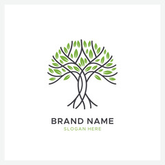 golden tree logo design template