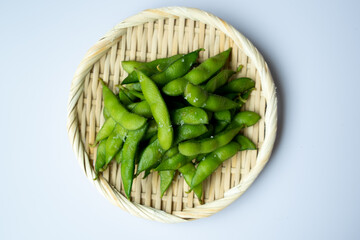 茹でた枝豆　俯瞰