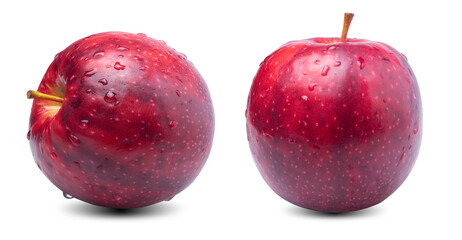 fresh apples with water drop on isolated white background, clipping path.