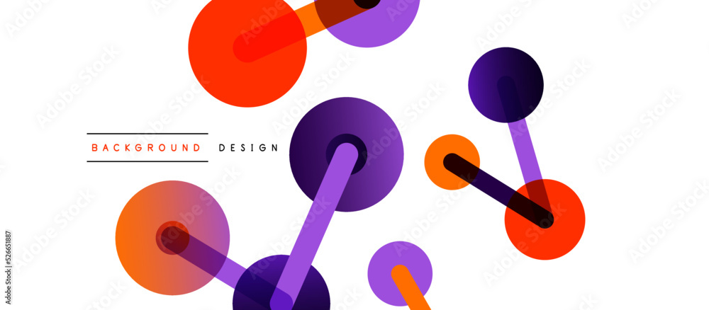 Poster line points connections geometric abstract background. circles connected by lines. trendy techno bus