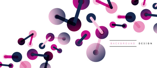 Line points connections geometric abstract background. Circles connected by lines. Trendy techno business template for wallpaper, banner, background or landing