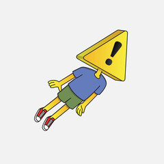 warning cartoon illustration cute flying mascot design