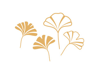 Ginkgo leaves sign logo isolated on white background vector illustration.