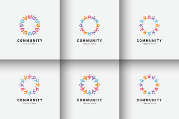 Set of people and community logo collection