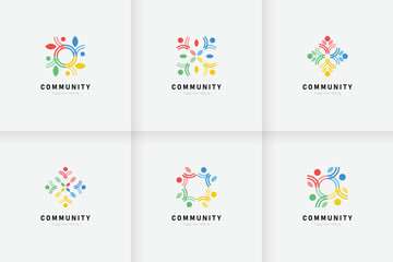 Set of people and community logo collection