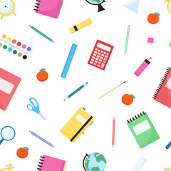 Cute stationery accessories seamless pattern.