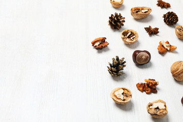 Concept of Autumn, Autumn composition accessories, space for text