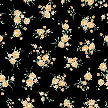 Seamless pattern using hand-drawn rose material, © daicokuebisu
