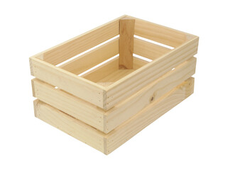 Empty wooden crate isolated on white background
