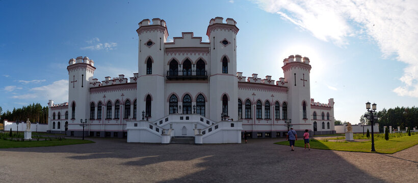 BREST, BELARUS - AUGUST 14, 2022: Palace of Puslovskys in Kossovo, an architectural monument of the 19th century