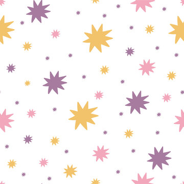 Cute cartoon abstract - vector print. You are Magical. Seamless pattern with hand drawn star