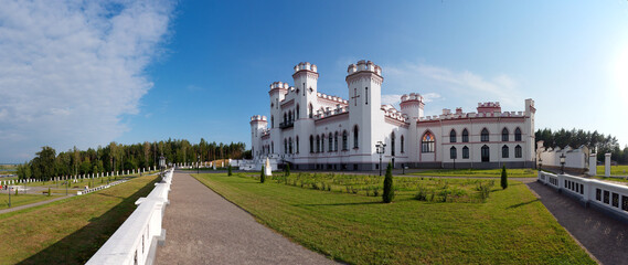 BREST, BELARUS - AUGUST 14, 2022: Palace of Puslovskys in Kossovo, an architectural monument of the...