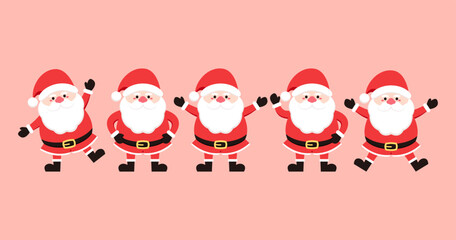 Cute Santa claus cartoon vector. Merry Christmas and happy new year greeting poster. Holiday cartoon character.