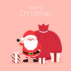 Cute Santa claus cartoon vector. Merry Christmas and happy new year greeting poster. Holiday cartoon character.