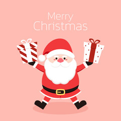 Cute Santa claus cartoon vector. Merry Christmas and happy new year greeting poster. Holiday cartoon character.