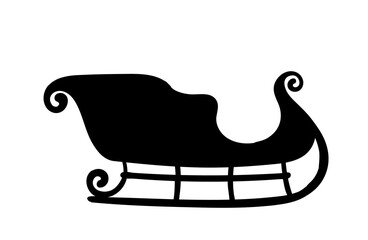 Silhouette vintage sleigh, santa claus sleigh, vector silhouette isolated on white background. Clip art for Christmas decor, window sticker.
