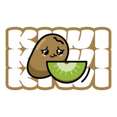 vector illustration of a cute kiwi fruit character suitable for printing as a t-shirt design
