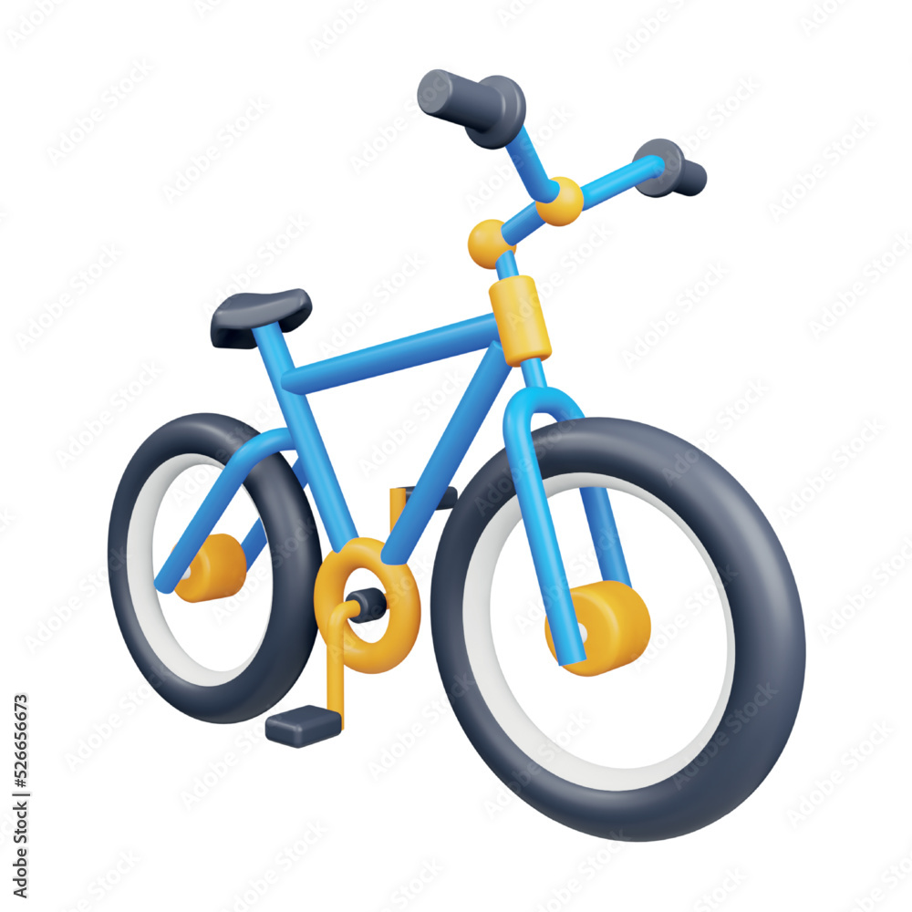 Poster Bicycle 3d rendering isometric icon.