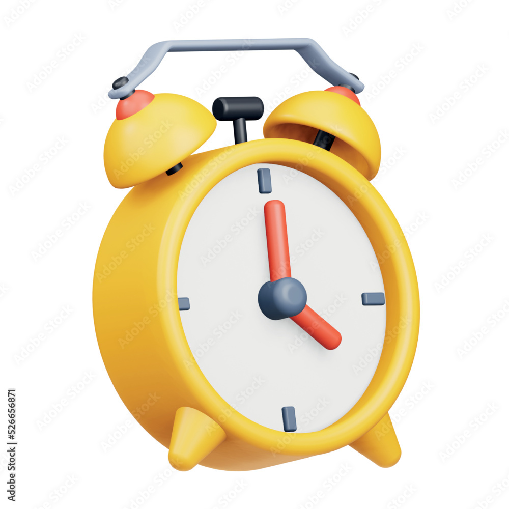 Poster alarm clock 3d rendering isometric icon.