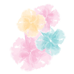 water color pastel pink yellow and blue flower. hand drawn element. Organic water color Flower.