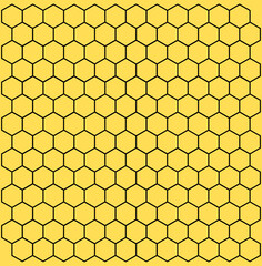 Black stroke honey comb pattern on yellow background vector illustration
