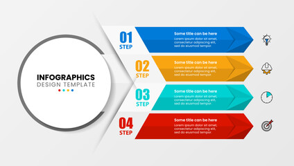 Infographic template. Arrow with 4 banners and text