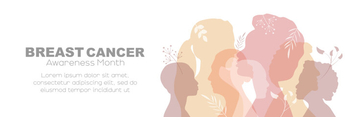 Breast Cancer Awareness Month banner. Card with place for text.