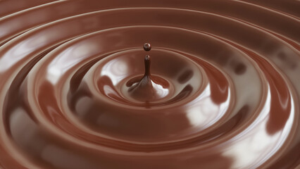 Fototapeta na wymiar Extreme Closeup chocolate Milk cream droplet clean ripple. texture concept for food and drink , cosmetics concept idea. 3d render. Selective focus.