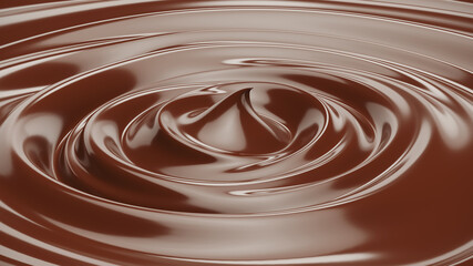 Extreme Closeup Chocolate cream swirl clean ripple. texture concept for food and drink concept idea. 3d render. Selective focus.