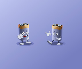 Battery vector characters with face expression.