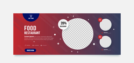 Naklejka premium Food restaurant discount banner template.